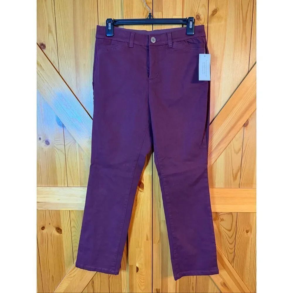 Christopher & Banks Signature Slimming Pants Size 4P nwt Maroon (6632)